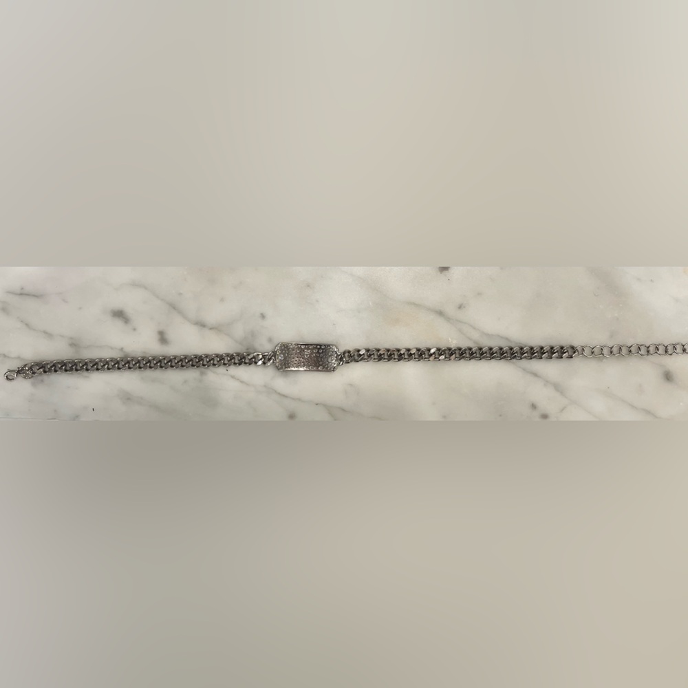 Kenneth Jay Lane Silver Choker Necklace With Crys… - image 2